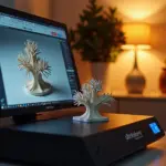3D-принтер с печатаемой моделью с "умными" поддержками Tree Support в программе Cura