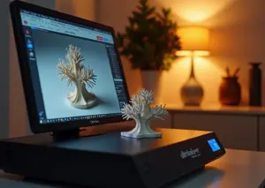 3D-принтер с печатаемой моделью с "умными" поддержками Tree Support в программе Cura