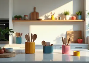 Современная кухня с 3D-печатными держателями и органайзерами