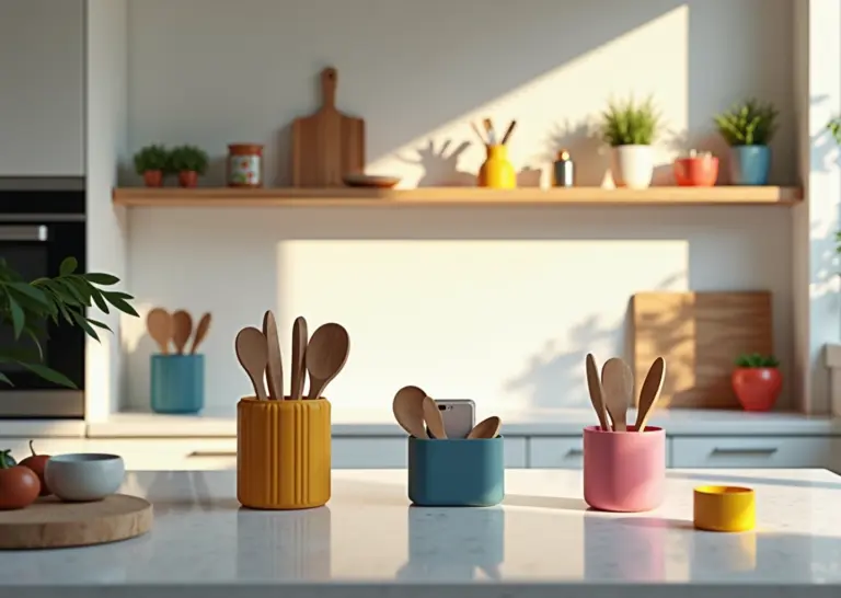 Современная кухня с 3D-печатными держателями и органайзерами