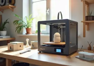 Домашняя мастерская с работающим 3D‑принтером и распечатанными полезными предметами для дома